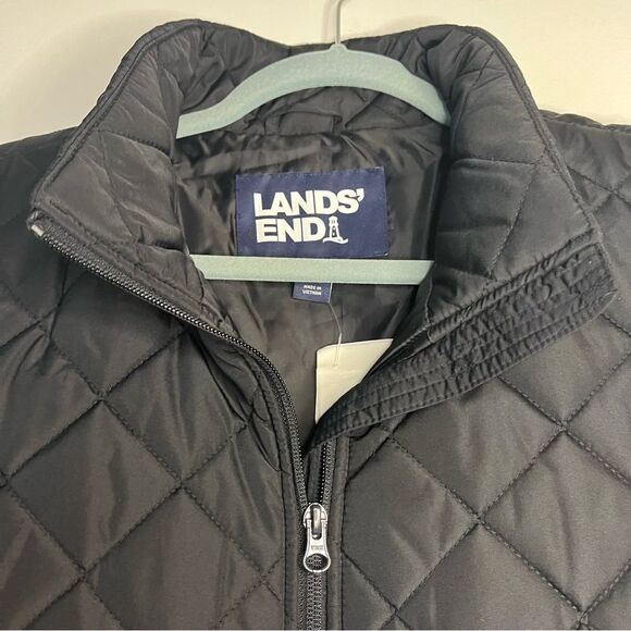 Lands End Quilted Zip Front Vest In Black Size Large NWT - Picture 4 of 9